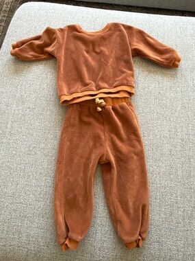 Rust Orange Cozy Toddler Two-Piece Sweatshirt & Jogger Set